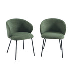 Cassie - Chaises - Tissu Chenille - Vert Et Pieds Métal Noir