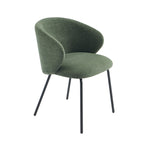 Cassie - Chaises - Tissu Chenille - Vert Et Pieds Métal Noir