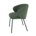 Cassie - Chaises - Tissu Chenille - Vert Et Pieds Métal Noir
