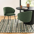 Cassie - Chaises - Tissu Chenille - Vert Et Pieds Métal Noir