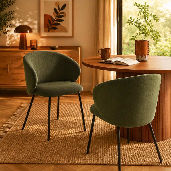 Cassie - Lot De 2 Chaises - Tissu Chenille - Vert