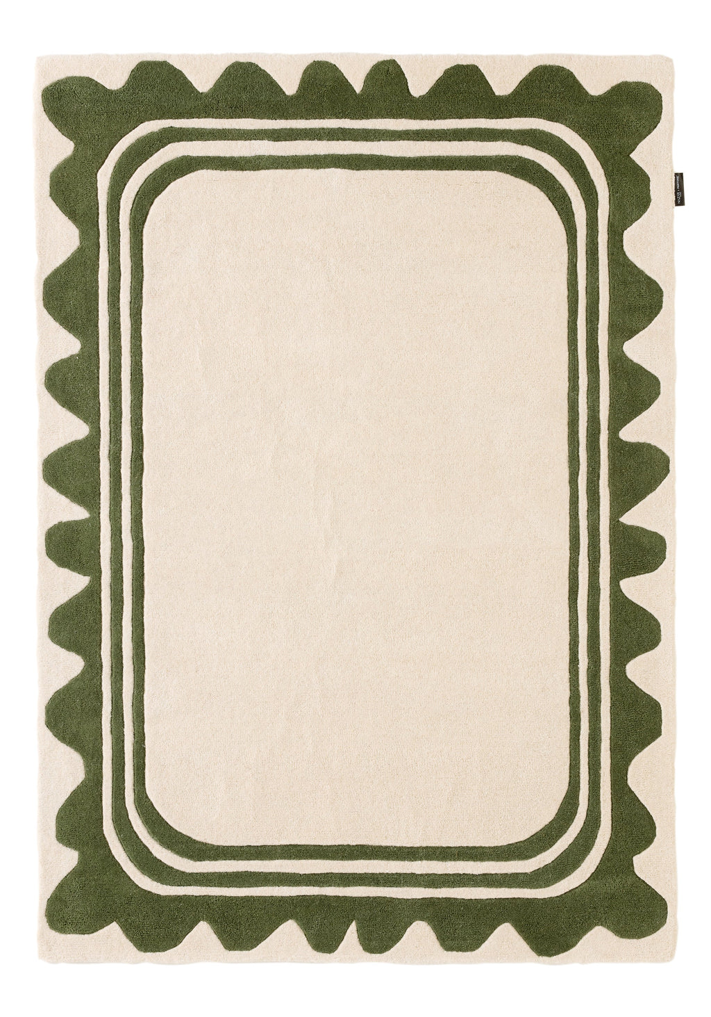 White cedar – Wavy wool rug – green White cedar