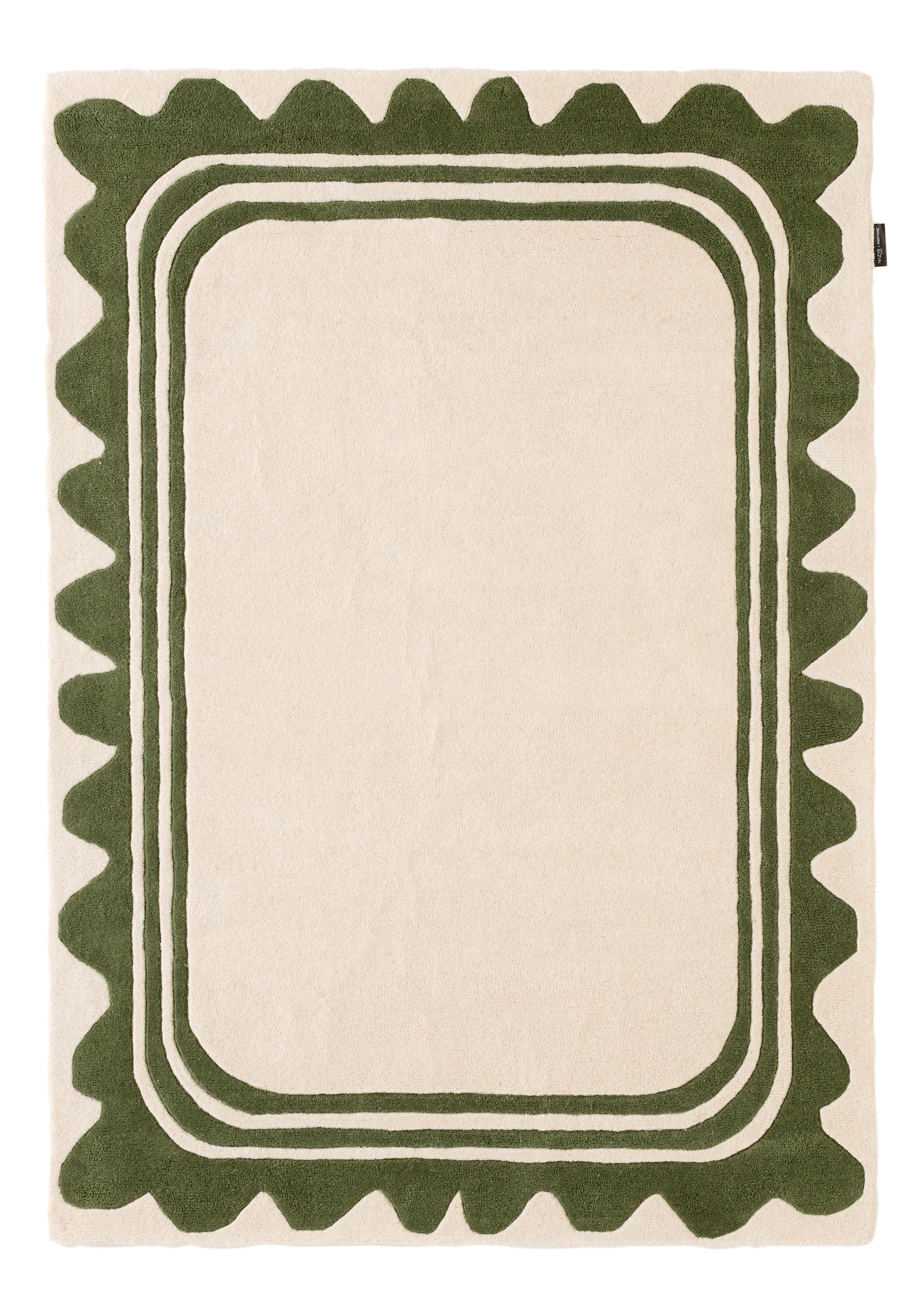 White cedar – Wavy wool rug – green White cedar