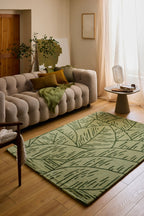 White cedar – Foliage pattern wool rug - green White cedar