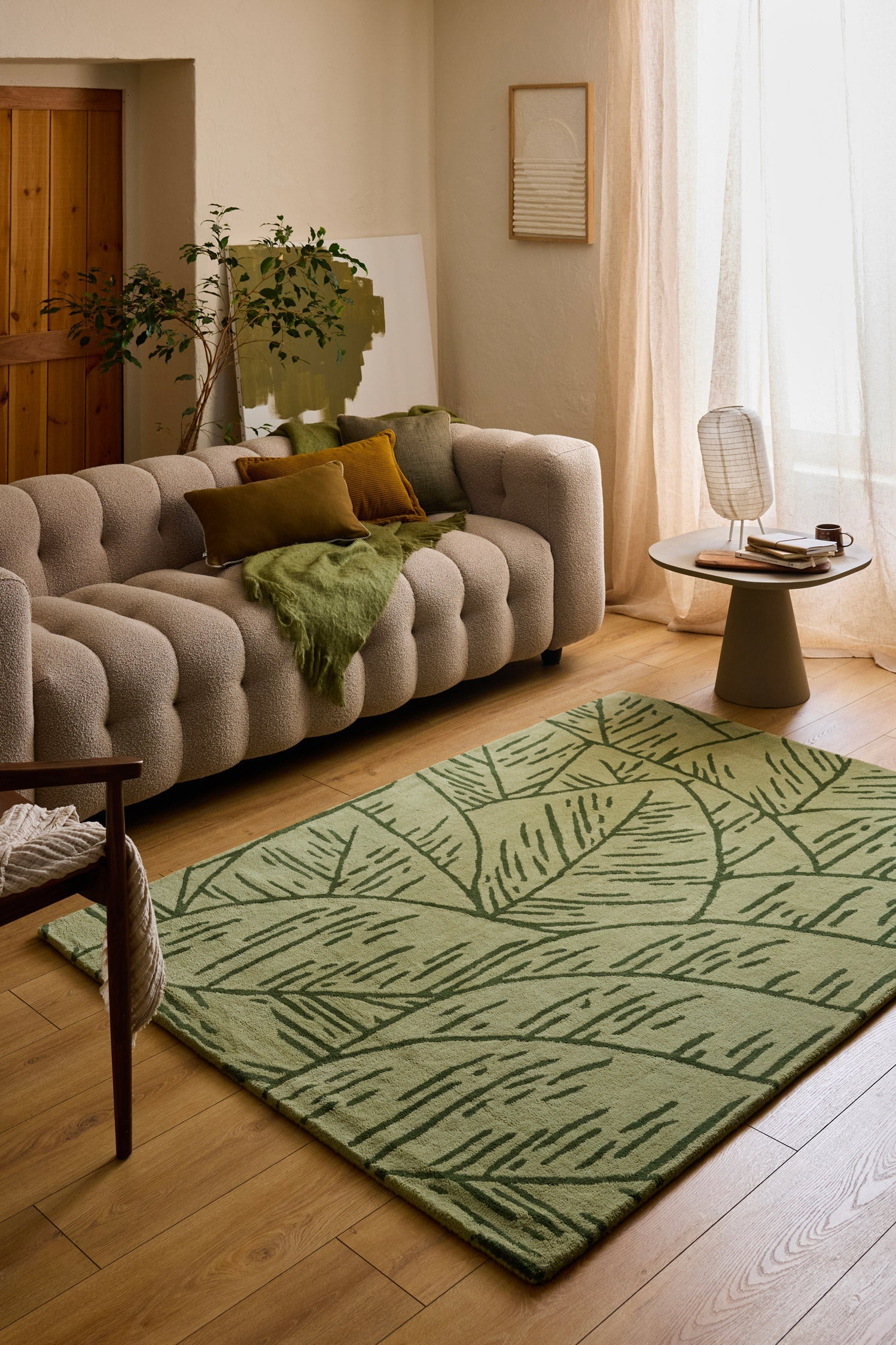 White cedar – Foliage pattern wool rug - green White cedar