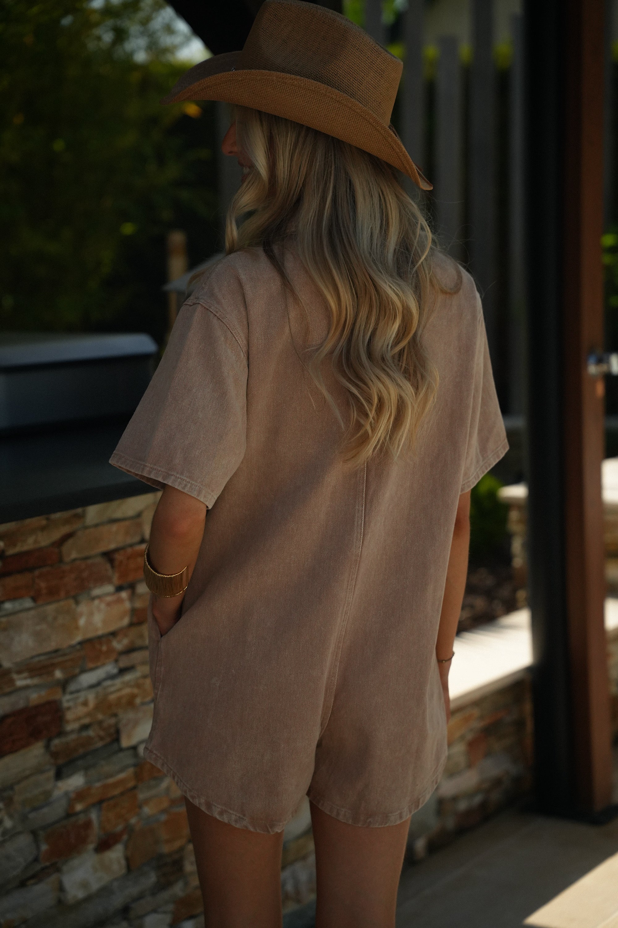 Combishort En Jean Justine - Camel