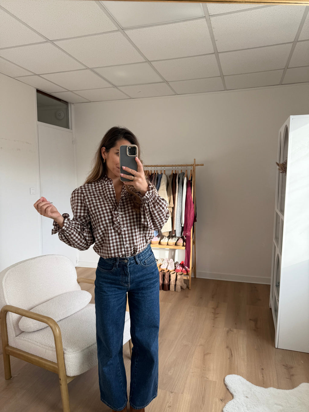 Blusa Léonor Brown De Vichy