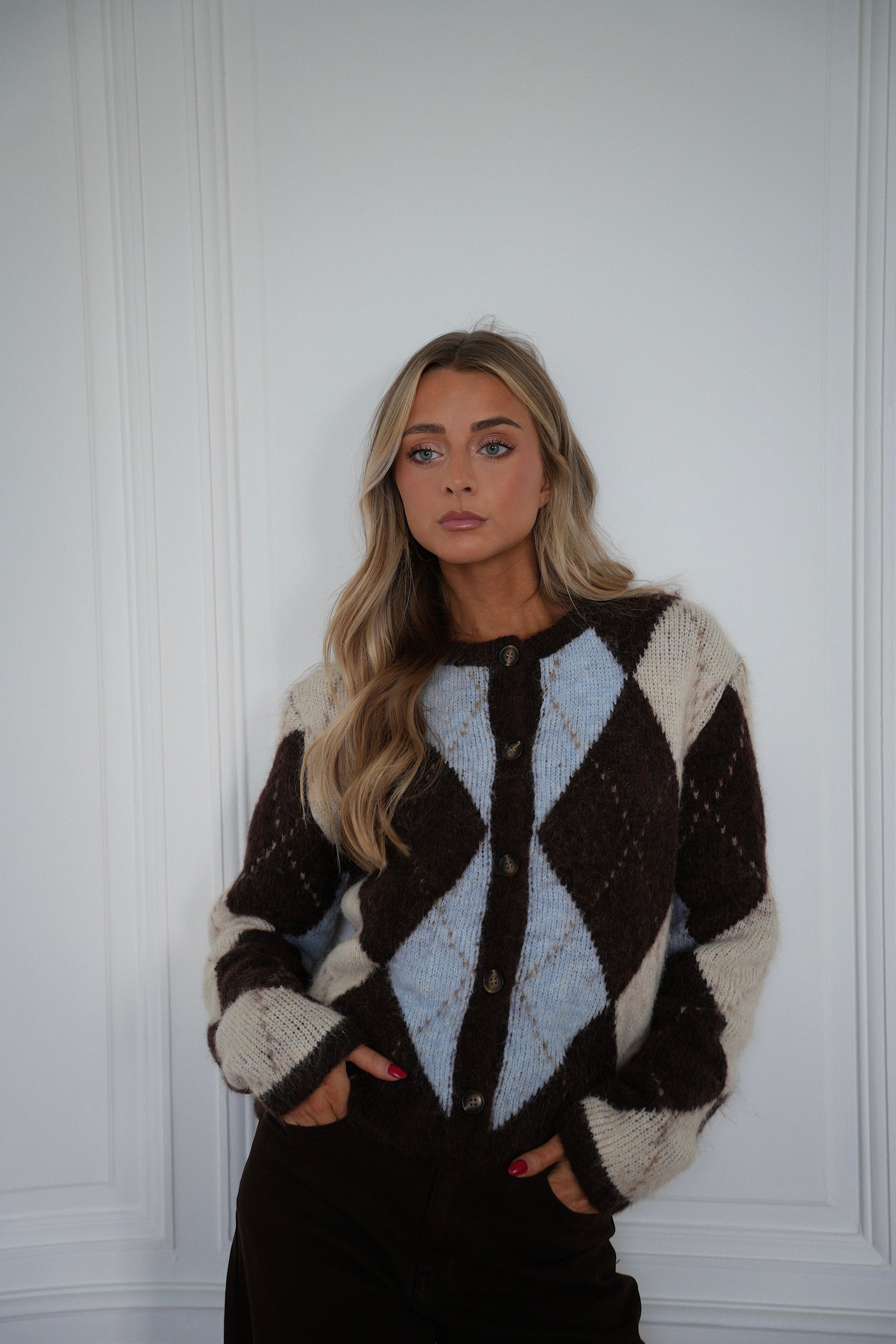 Gilet Losanges Elma - Chocolat/Bleu