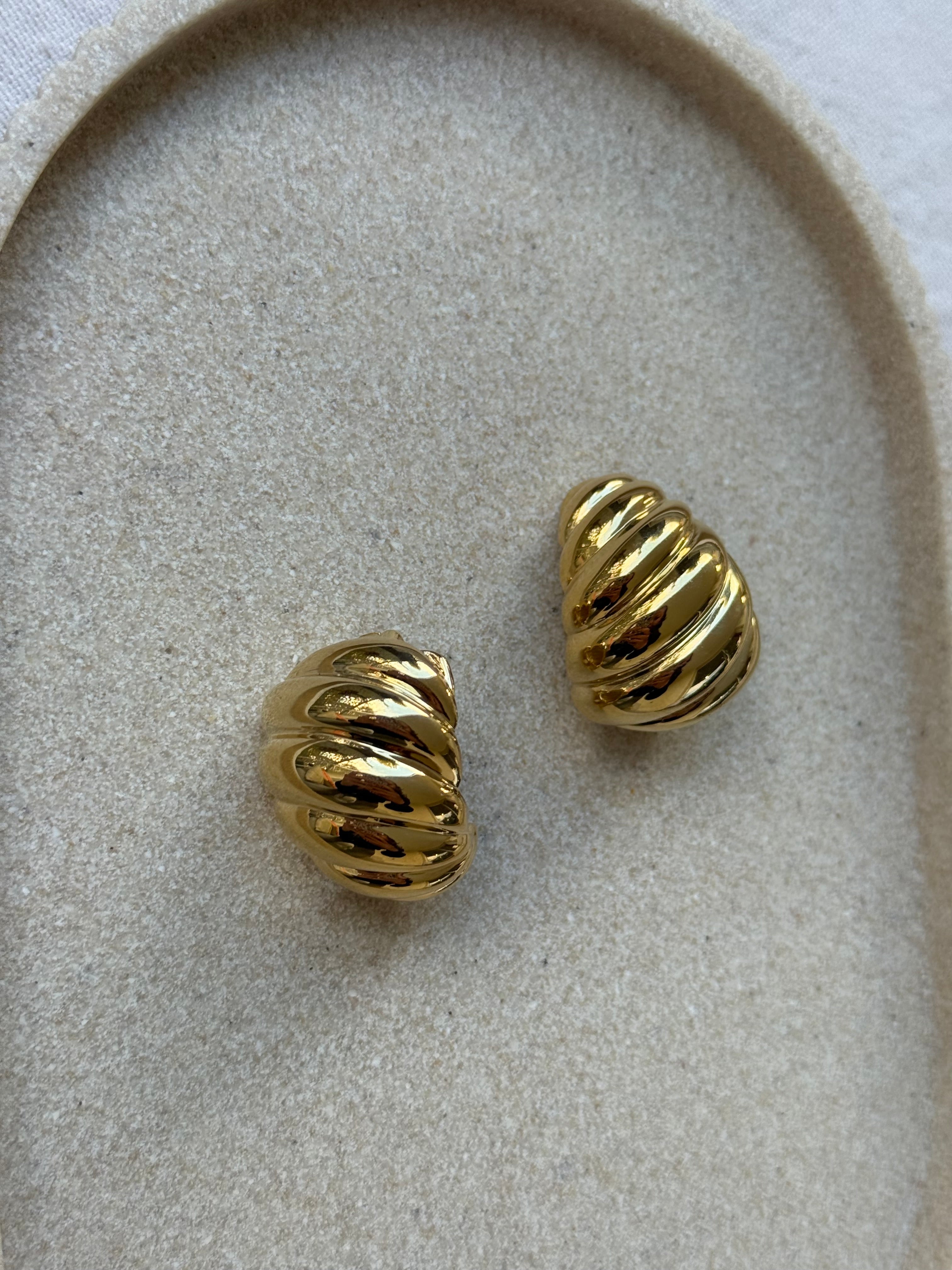 Vintage Earrings - Padded Twisted Gold