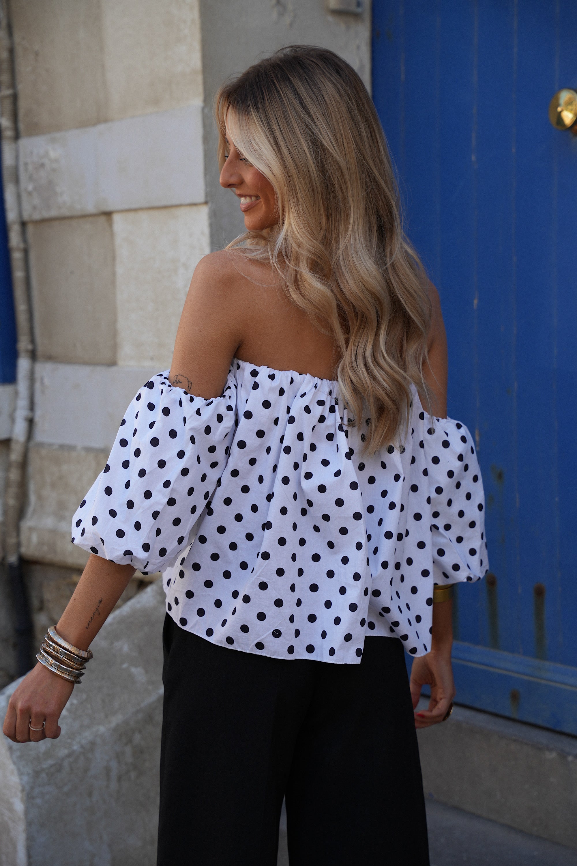 Blouse À Pois Sola - Blanc/Noir