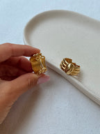 Vintage Earrings - Gold Twisted Hoops