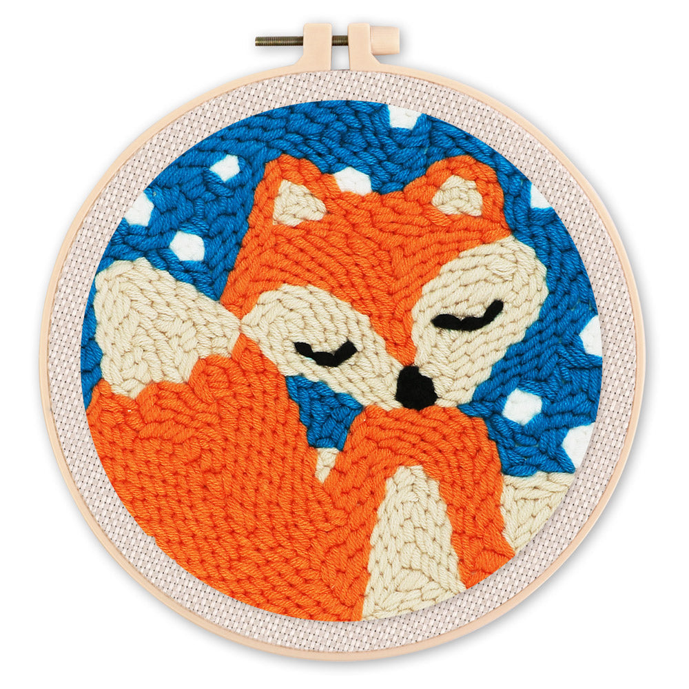 Punch Needle Little Fox And Blue Sky