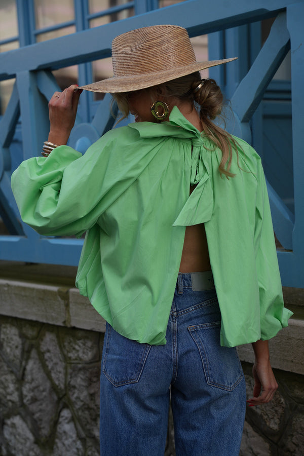 Lorena Backless Blouse - Green