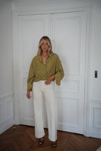 Mocha Straight Jeans - Cream