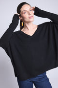Jersey Cuello V Poncho Celeste - Negro - Mujer