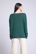 Pull Col V Poncho Celeste - Vert Bouteille - Femme