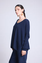 Jersey Cuello en V Poncho Celeste - Azul Marino - Mujer