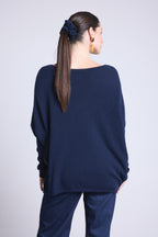 Jersey Cuello en V Poncho Celeste - Azul Marino - Mujer