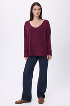 Pull Col V Poncho Celeste - Lie-De-Vin - Femme