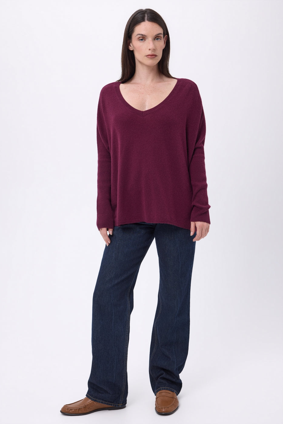 Pull Col V Poncho Celeste - Lie-De-Vin - Femme
