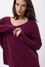 Pull Col V Poncho Celeste - Lie-De-Vin - Femme