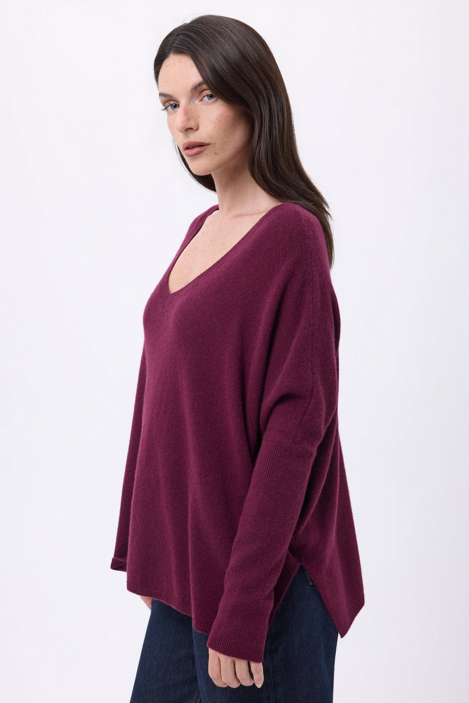 Pull Col V Poncho Celeste - Lie-De-Vin - Femme