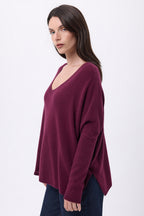 Pull Col V Poncho Celeste - Lie-De-Vin - Femme