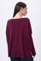 Pull Col V Poncho Celeste - Lie-De-Vin - Femme
