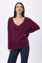 Pull Col V Poncho Celeste - Lie-De-Vin - Femme
