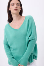 Pull Col V Poncho Celeste - Vert Pastel - Femme