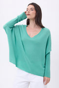 Pull Col V Poncho Celeste - Vert Pastel - Femme