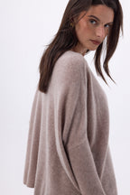 Jersey poncho de cuello en V Celeste - Avellana - Mujer