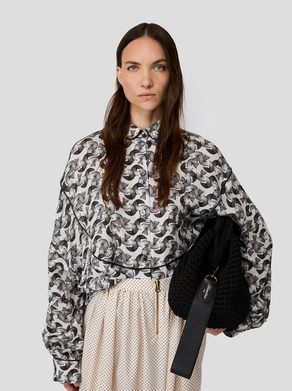 Spódnica Orso In Black-Dotted Sand Technical Fabric