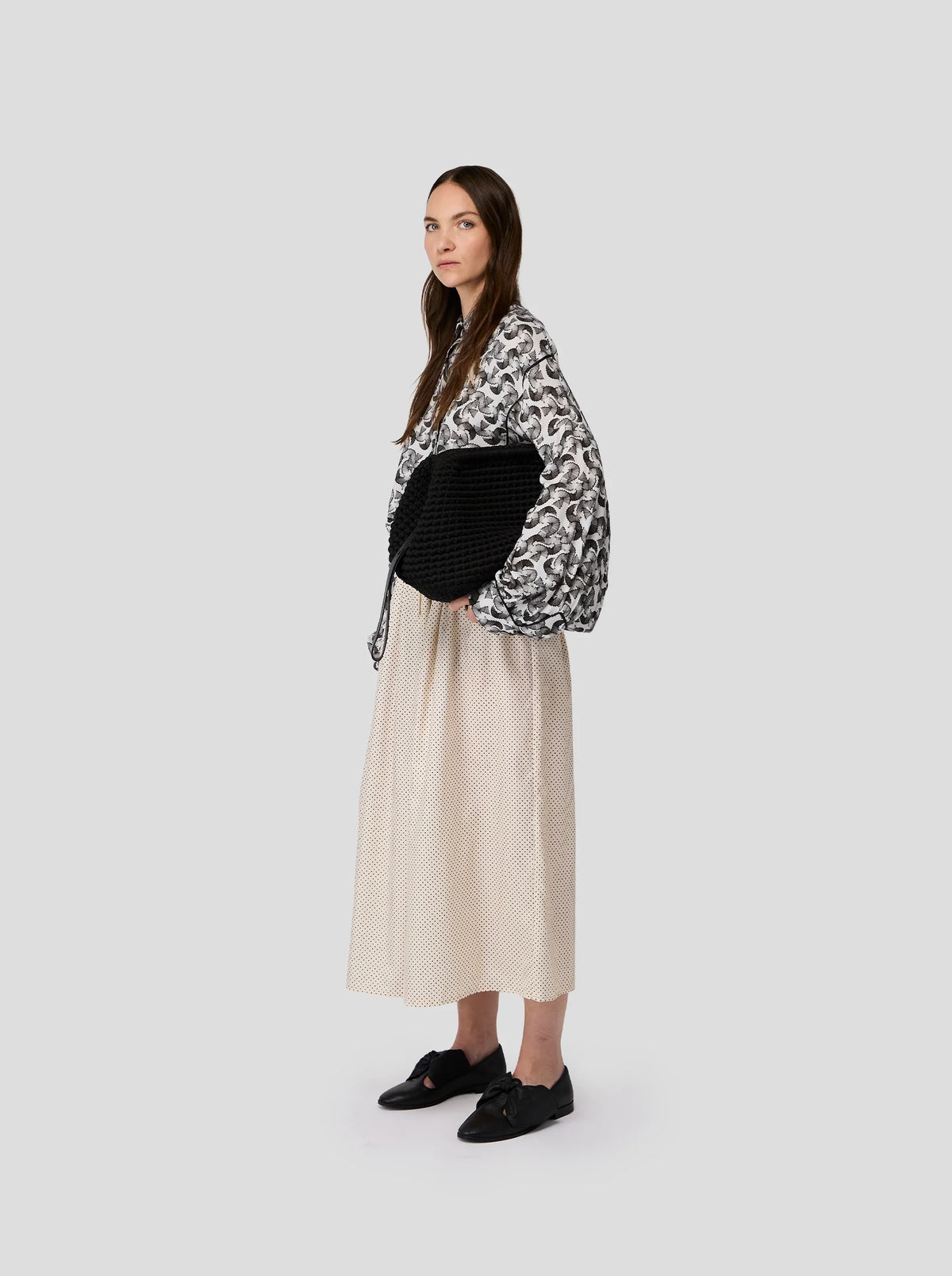 Spódnica Orso In Black-Dotted Sand Technical Fabric