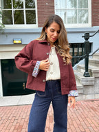 Edith Trench Jacket In Liberty Cotton Burgundy