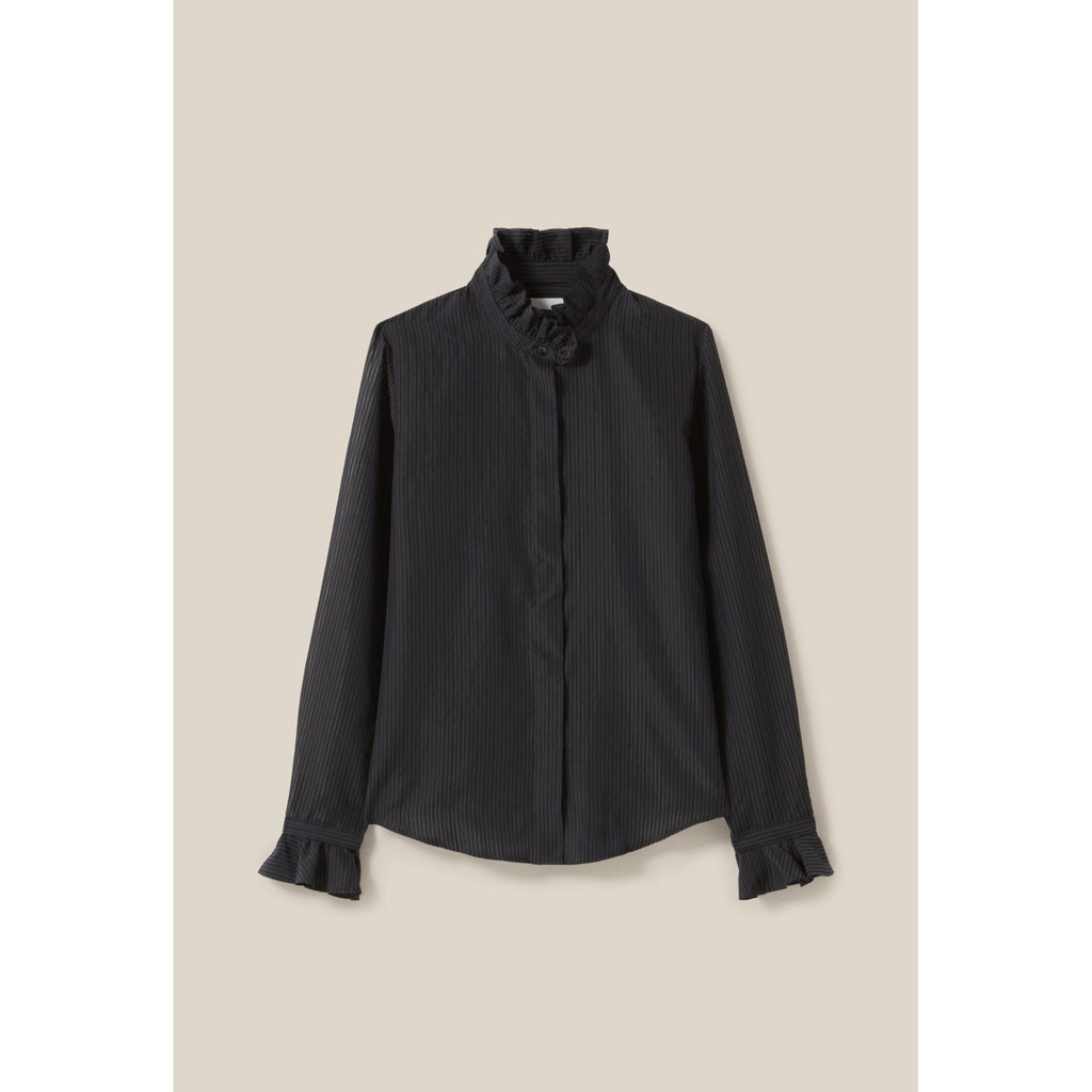 Chemise Fluide Col Volanté Rayures