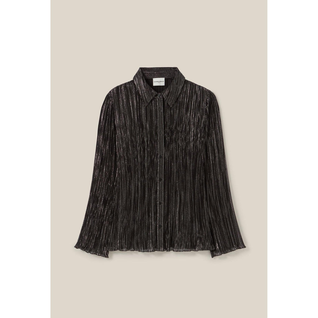 Blusa Plisada Fluida Plateada