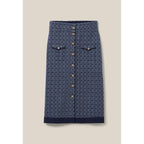 Falda azul marino con monograma de talle alto