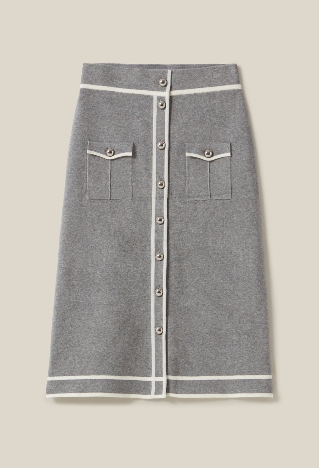 Falda de Punto Midi Gris