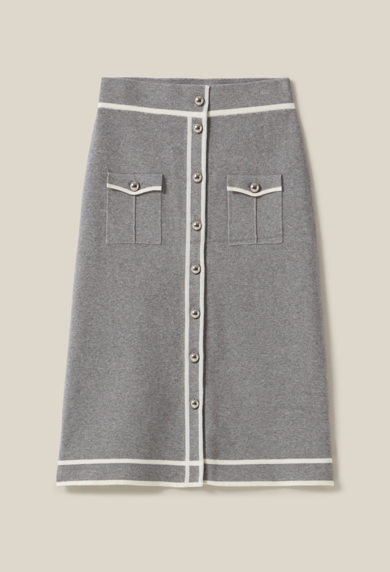Falda de Punto Midi Gris