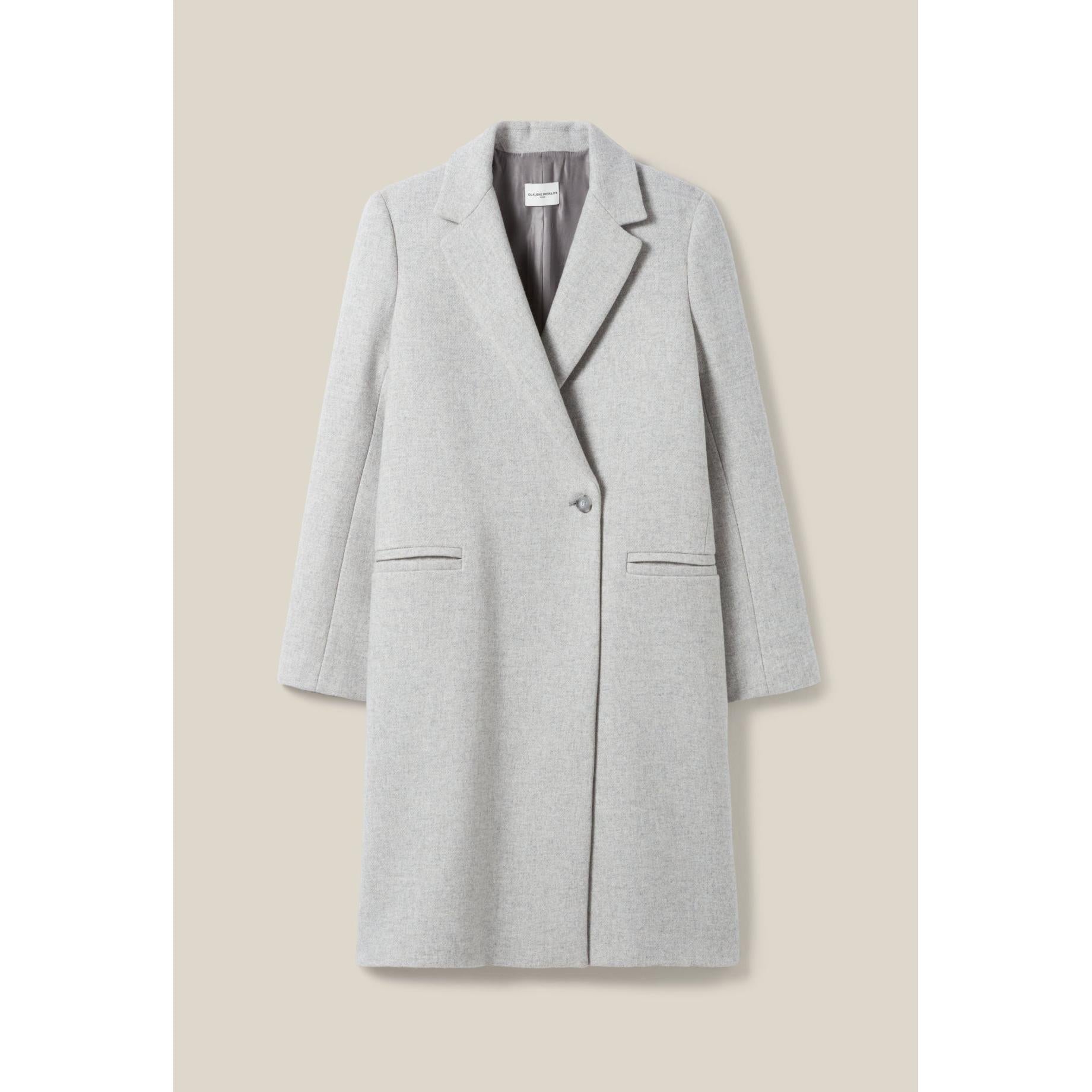 Claudie Pierlot - Manteau Mi-Long Tailleur Gris Clair