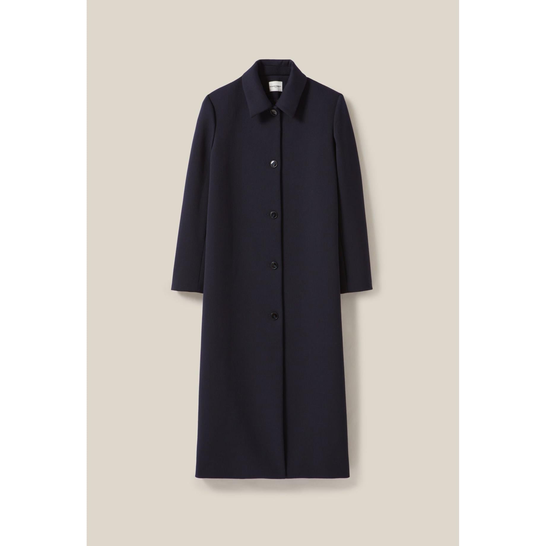 Claudie Pierlot - Manteau Long Coupe Droite Bleu