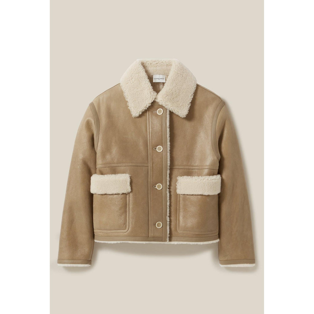 Chaqueta Corta De Piel De Oveja Beige
