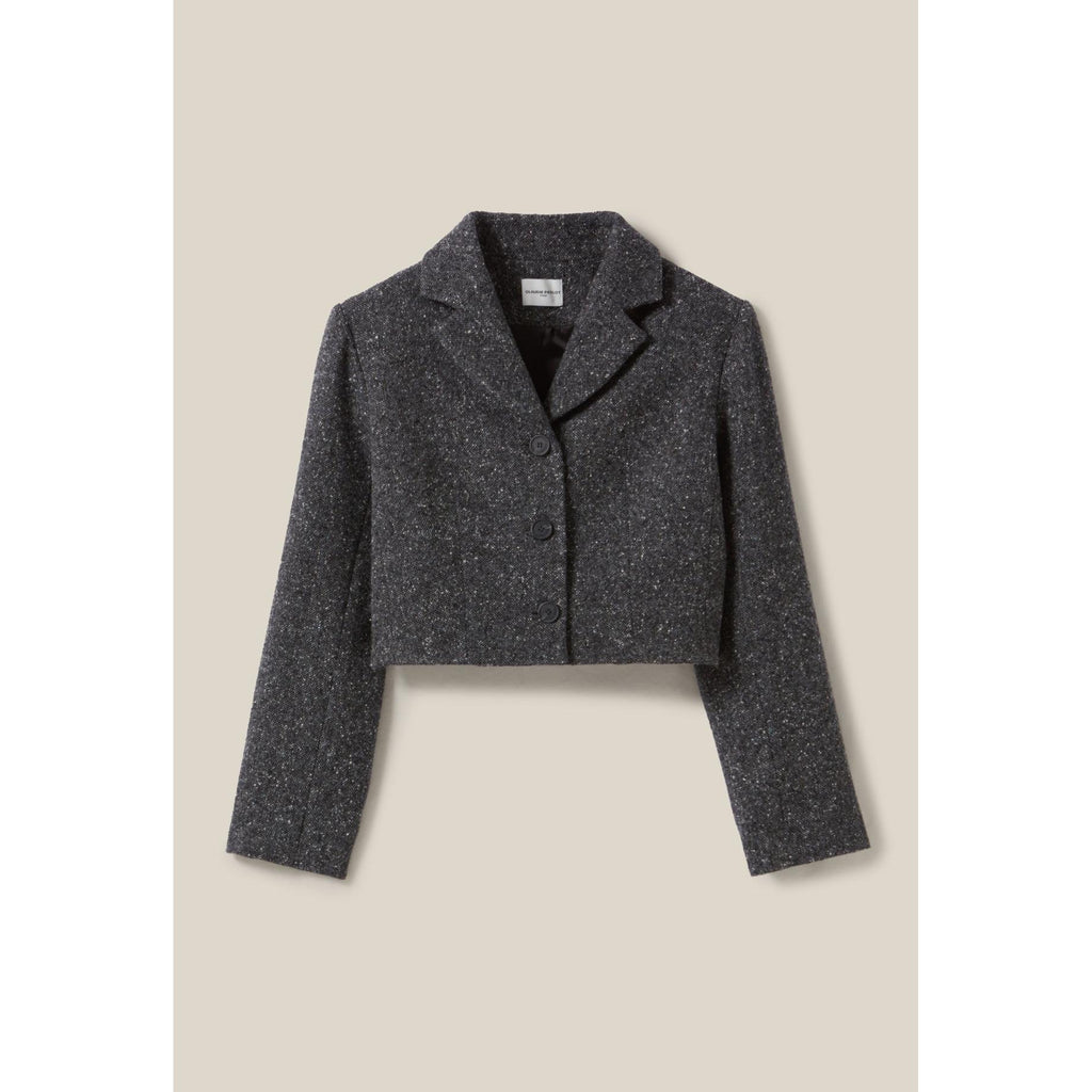 Veste Tweed Gris Laine Mélangée