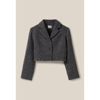 Veste Tweed Gris Laine Mélangée