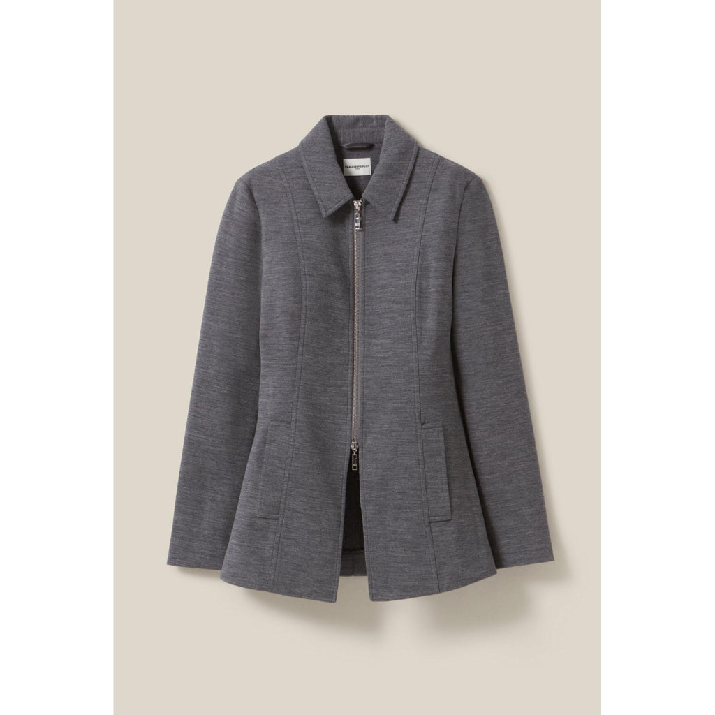 Chaqueta Entallada con Cremallera Gris