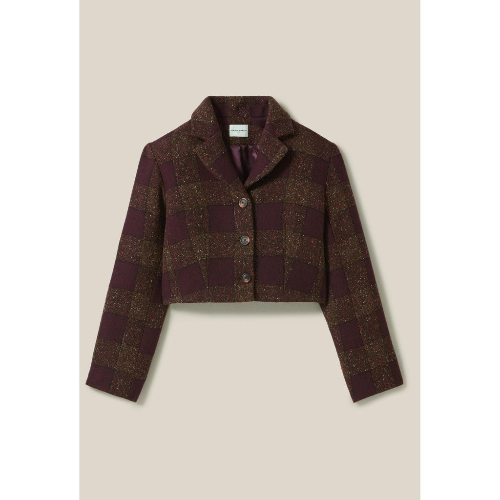 Chaqueta corta a cuadros con botones