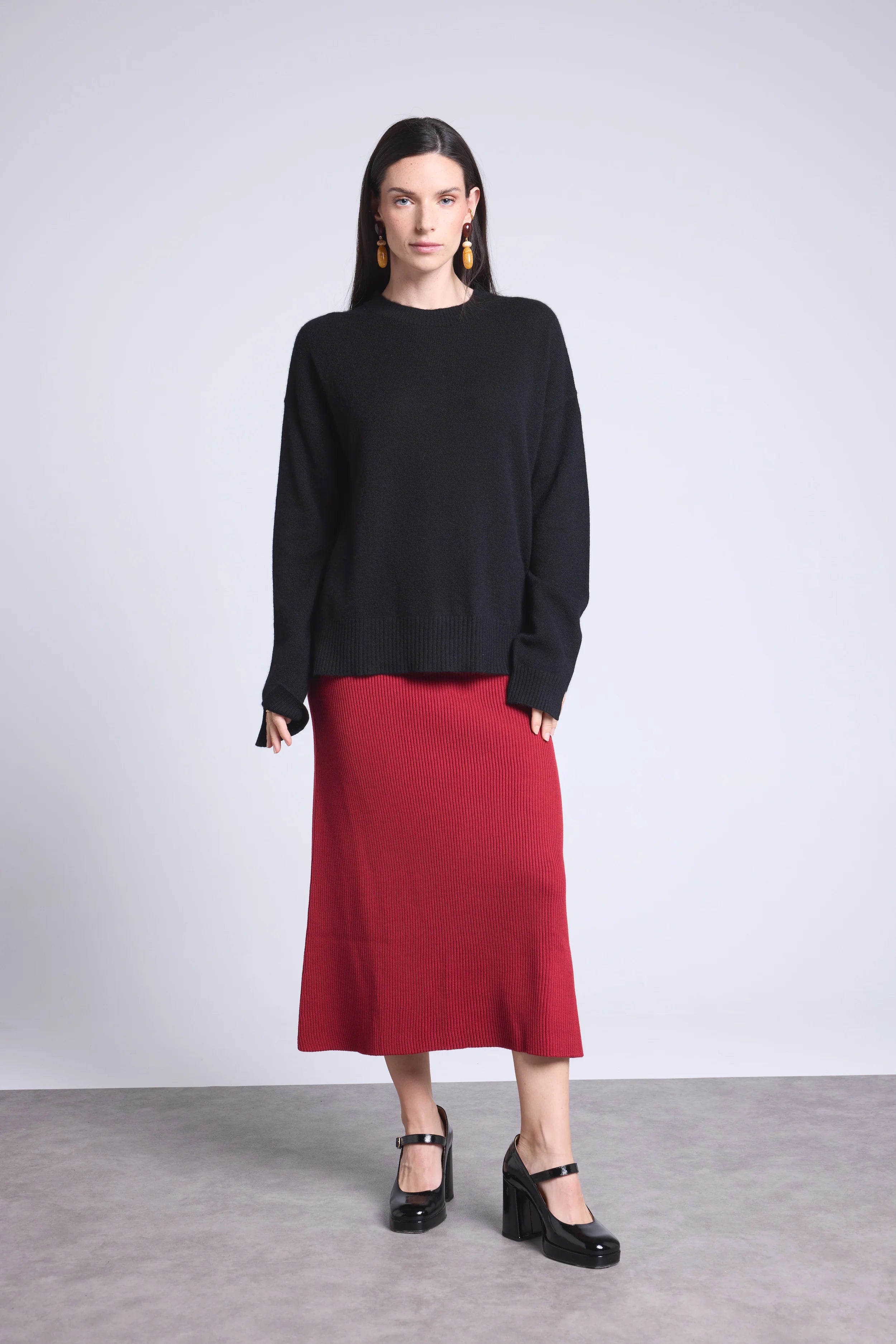 Jersey oversize de cuello redondo Cgiada - Negro - Mujer