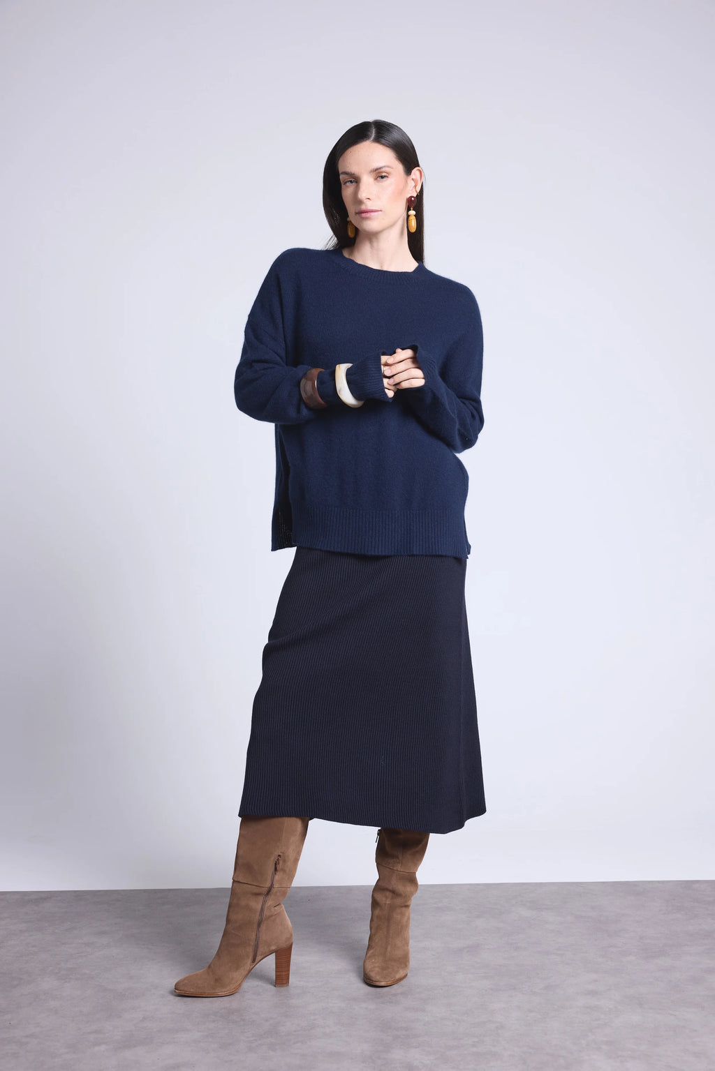 Jersey Cuello Redondo Oversize Cgiada - Azul Marino - Mujer