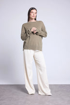Jersey oversize de cuello redondo Cgiada - Verde caqui - Mujer